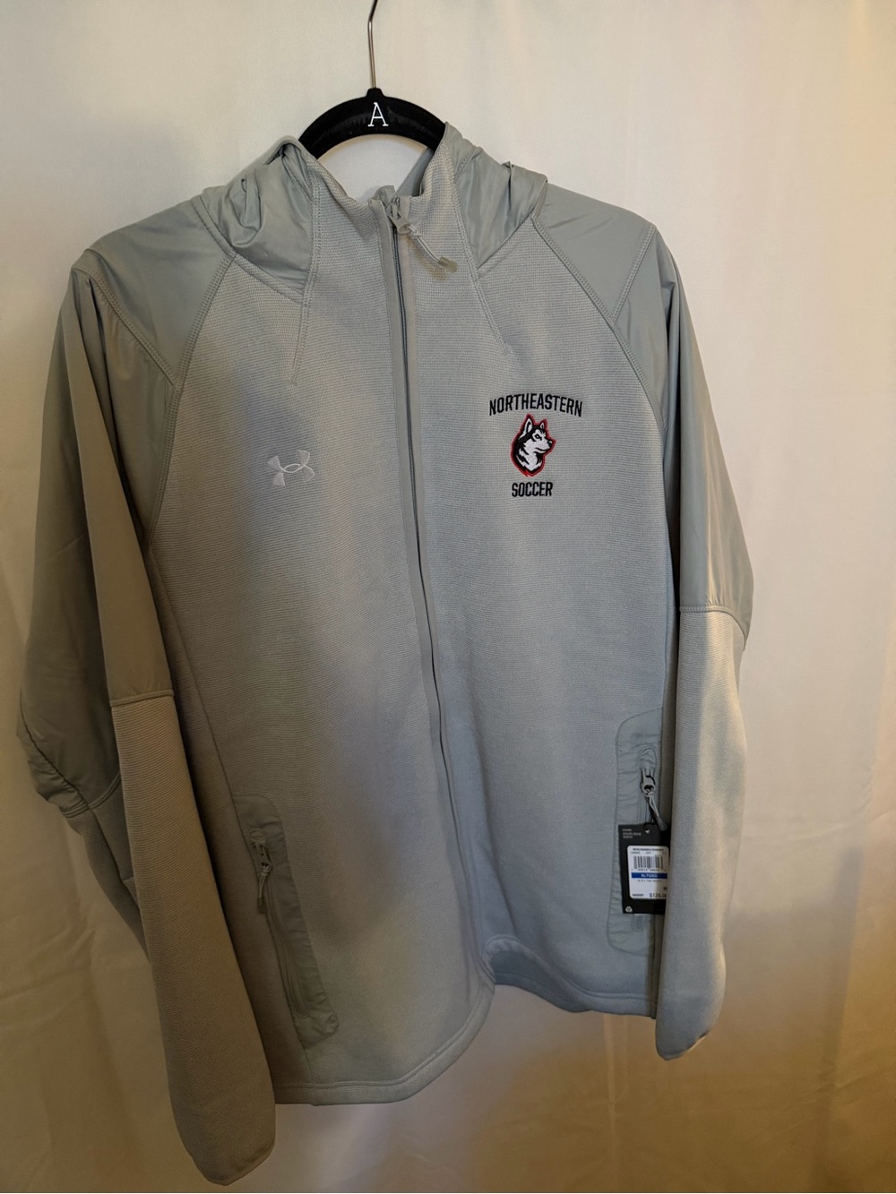 Under Armour Light Gray Northeastern Soccer Full-Zip Jacket water resistant